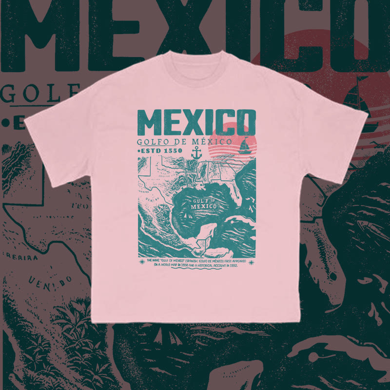Unisex 100% Cotton Golfo De Mexico Print T-shirt