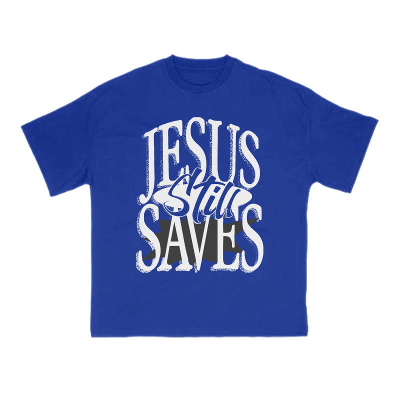 Unisex 100% Cotton Jesus Still Saves Print T-shirt - Blue - US16-18(2XL) - image 8
