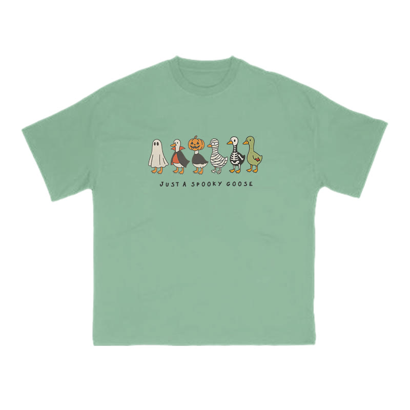 Unisex 100% Cotton Just A Spooky Goose Halloween Print T-shirt - Green - US16-18(2XL) - image 8