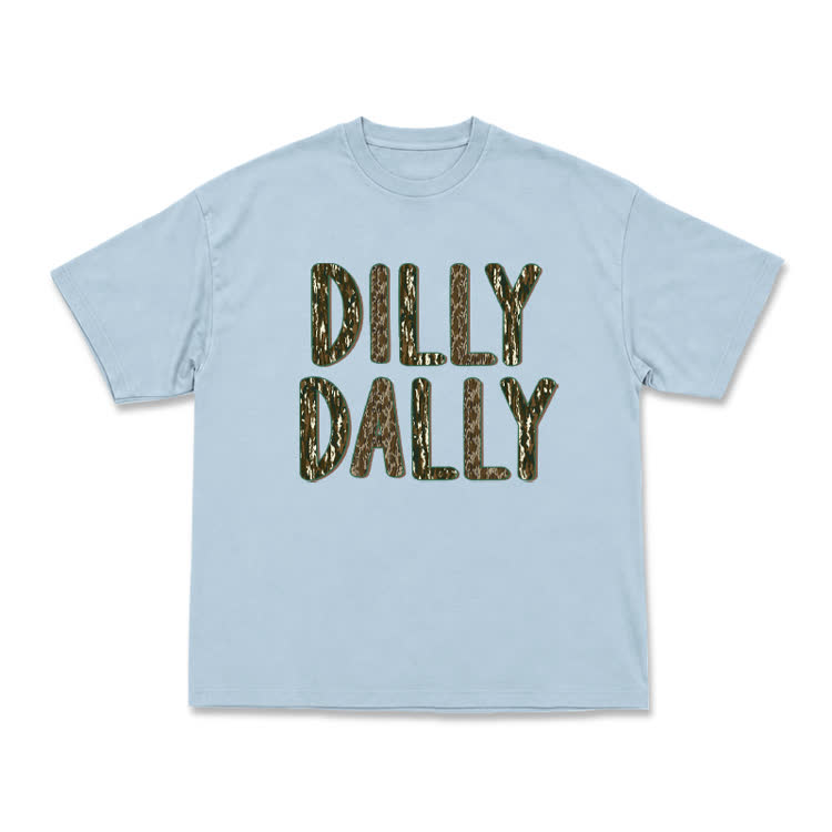 Minimal Dilly Dally Camo Texture Letter T-Shirt - Light Blue - US16-18(2XL) - image 8