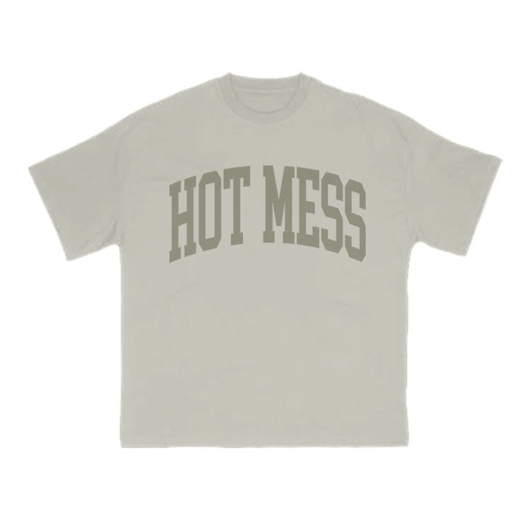 Casual Hot Mess Graphic Crew Neck T Shirt - Warm Grey - US16-18(2XL) - image 7