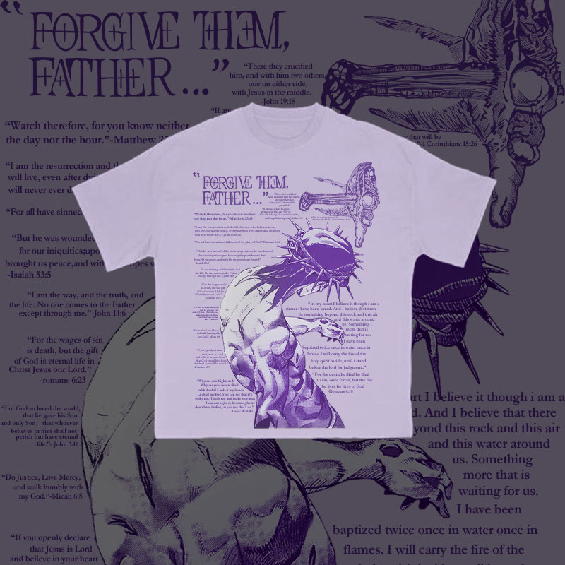 Unisex 100% Cotton Forgive Them,Father Bible Verses Print T-shirt - Purple - 2XL - image 12