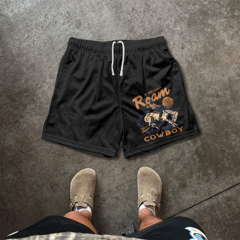 Roam Cowboy Print Causal Mesh Shorts