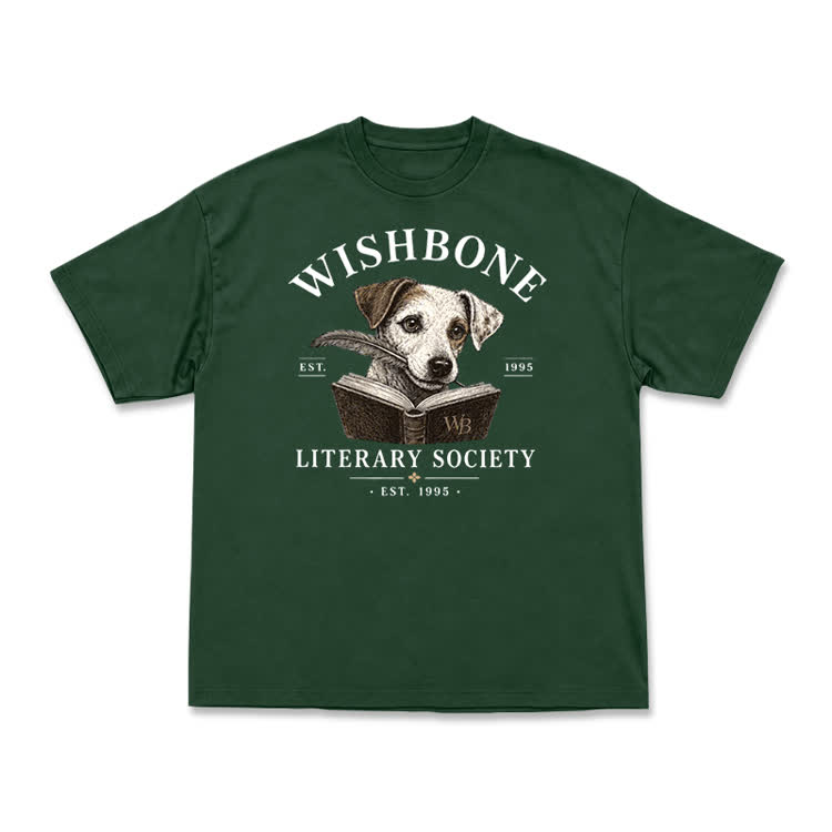 Wishbone Literary Society Vintage Dog Graphic T-Shirt - Green - US16-18(2XL) - image 12