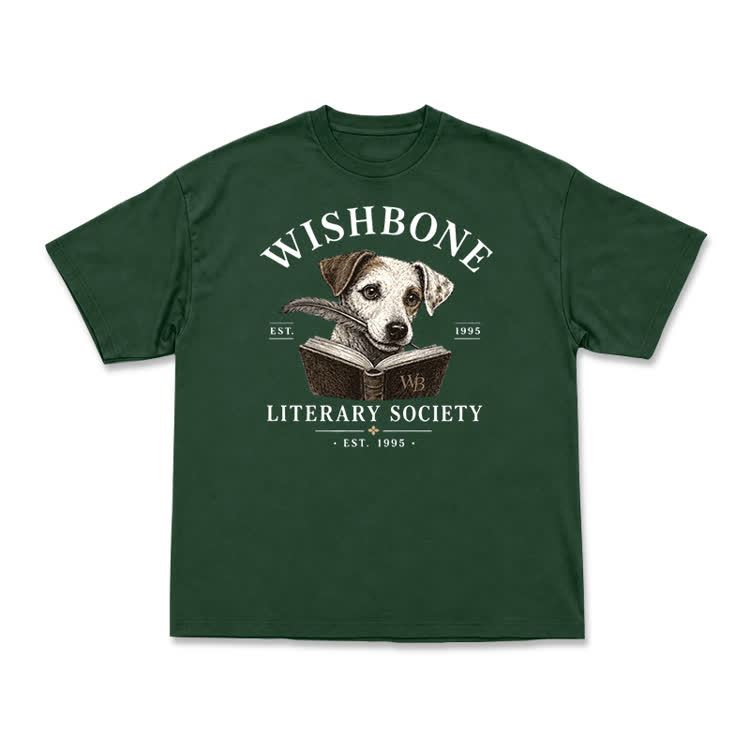 Wishbone Literary Society Vintage Dog Graphic T-Shirt - Green - US16-18(2XL) - image 12