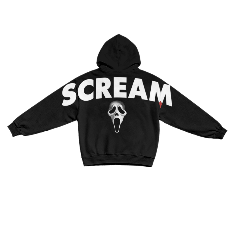 Gothic SCREAM Letter Print Long Sleeve Hoodie - Black - US16-18(2XL) - image 7