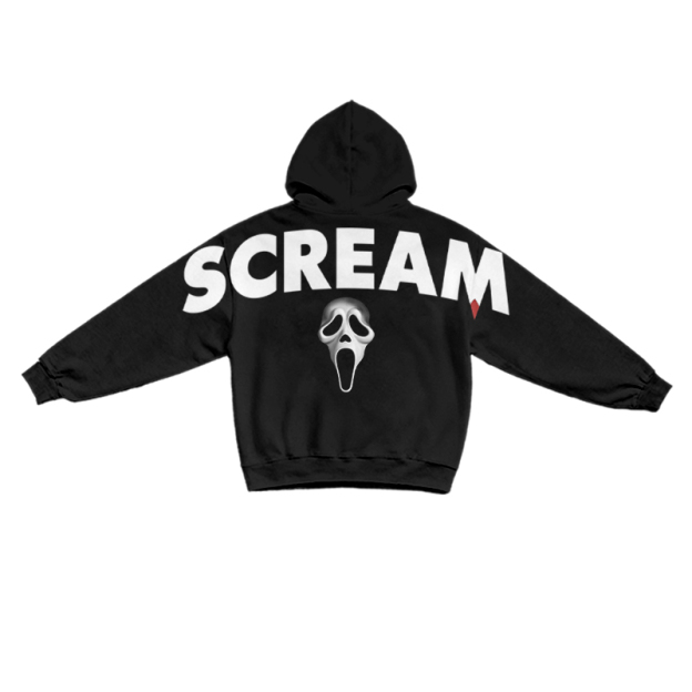 Gothic SCREAM Letter Print Long Sleeve Hoodie - Black - US16-18(2XL) - image 7