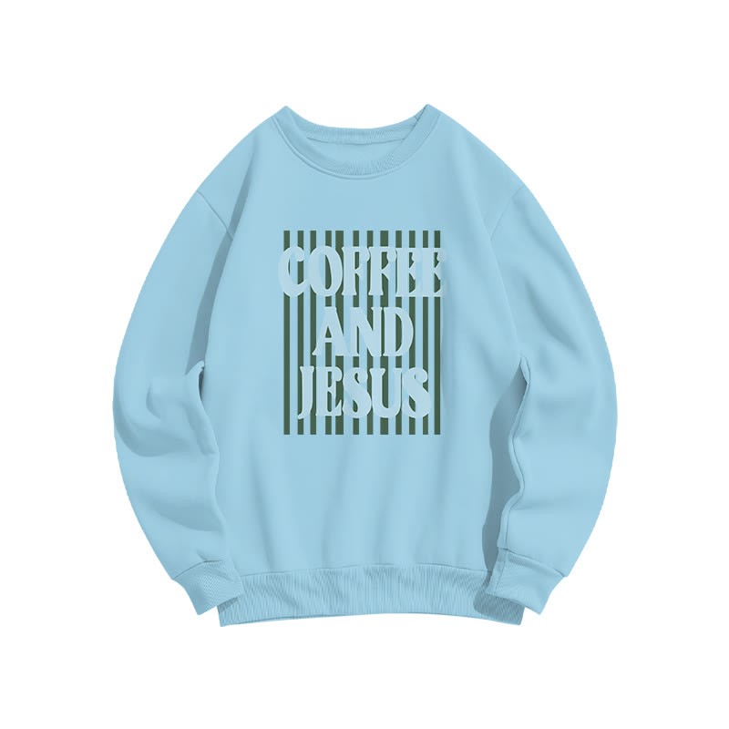 Unisex 100% Cotton Coffee And Jesus Print Sweatshirt - Blue - US16-18(2XL) - image 5