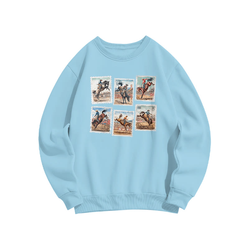 Vintage Western Stamp Print Sweatshirt - Blue - US16-18(2XL) - image 8