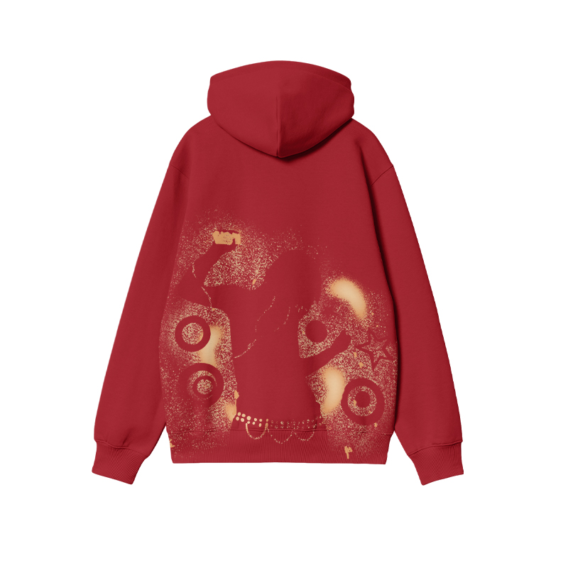 Streetwear Spray Art Portrait Art Graphic Print Hoodie - Red - US16-18(2XL) - image 8