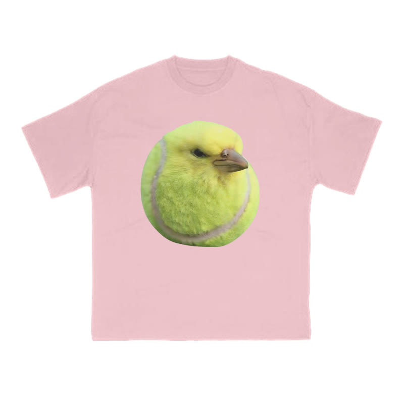 Bird Head Tennis Ball Body Funny Meme Print T-shirt - Pink - US16-18(2XL) - image 9