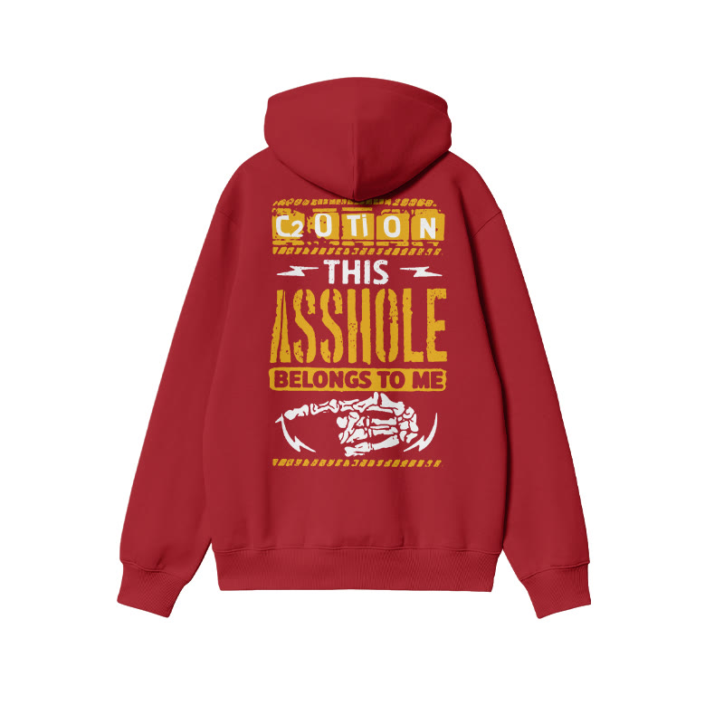 Unisex This A**hole Belongs Me Print Hoodie - Red - 2XL - image 6