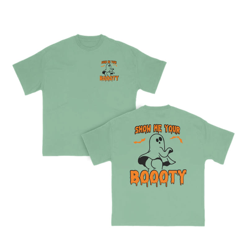Unisex Show Me Your Boooty Funny Halloween Print T-shirt - Green - US16-18(2XL) - image 8