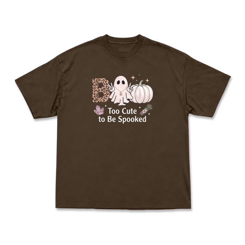 Relaxed Fit Halloween Ghost Pumpkin Illustration T-Shirt - Coffee - US16-18(2XL) - image 5
