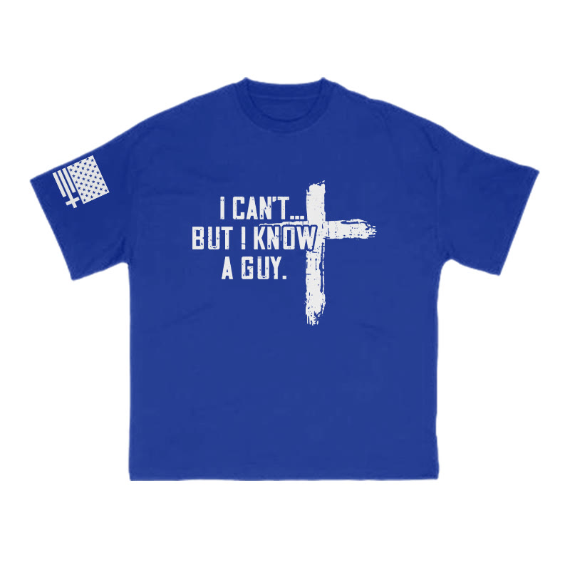 I Can't But I Know A Guy Cross Print T-shirt - Blue - US16-18(2XL) - image 8