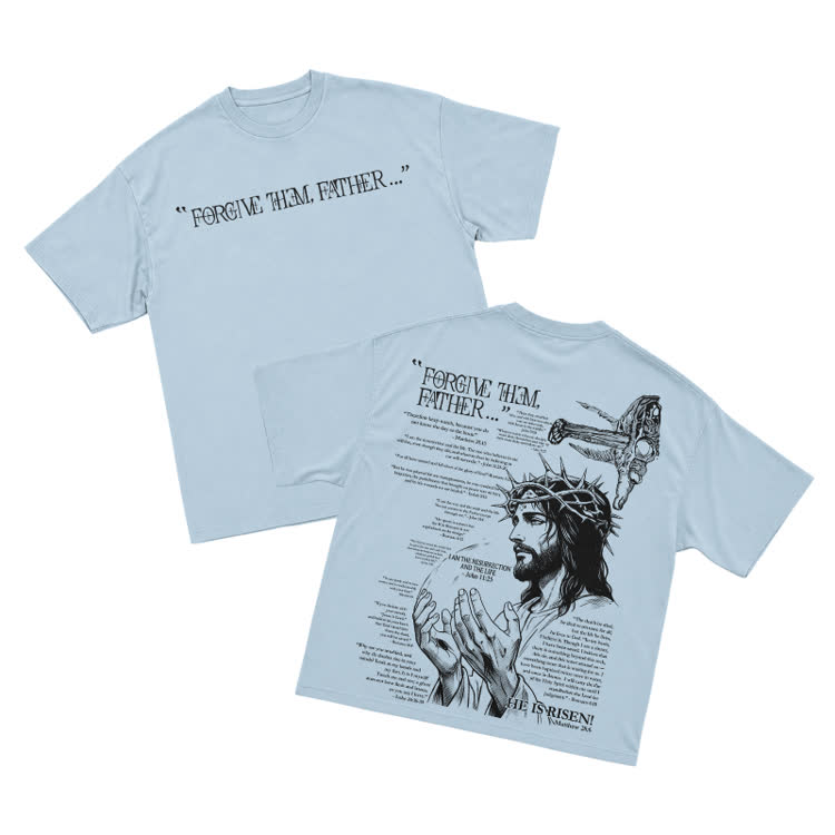 Streetwear Forgive Them Father Graphic T-Shirt - Light Blue - US16-18(2XL) - image 10
