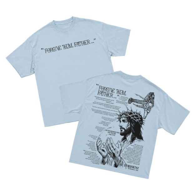 Streetwear Forgive Them Father Graphic T-Shirt - Light Blue - US16-18(2XL) - image 10