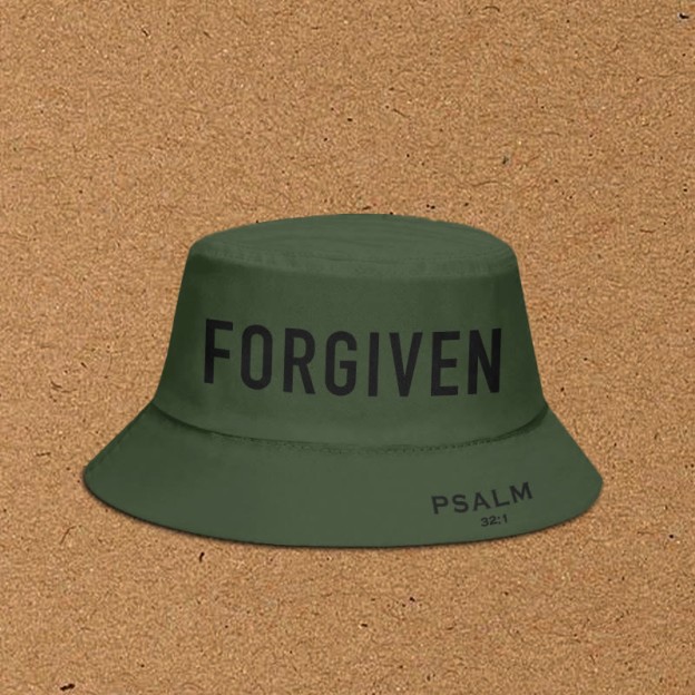 Forgiven Psalm 32:1 Print Bucket Hat - Army Green - XL(62cm) - image 5