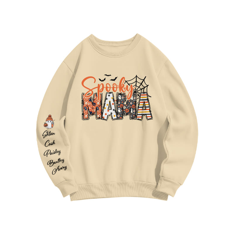 Unisex 100% Cotton Spooky Mama Halloween Print Sweatshirt - Apricot - US16-18(2XL) - image 3