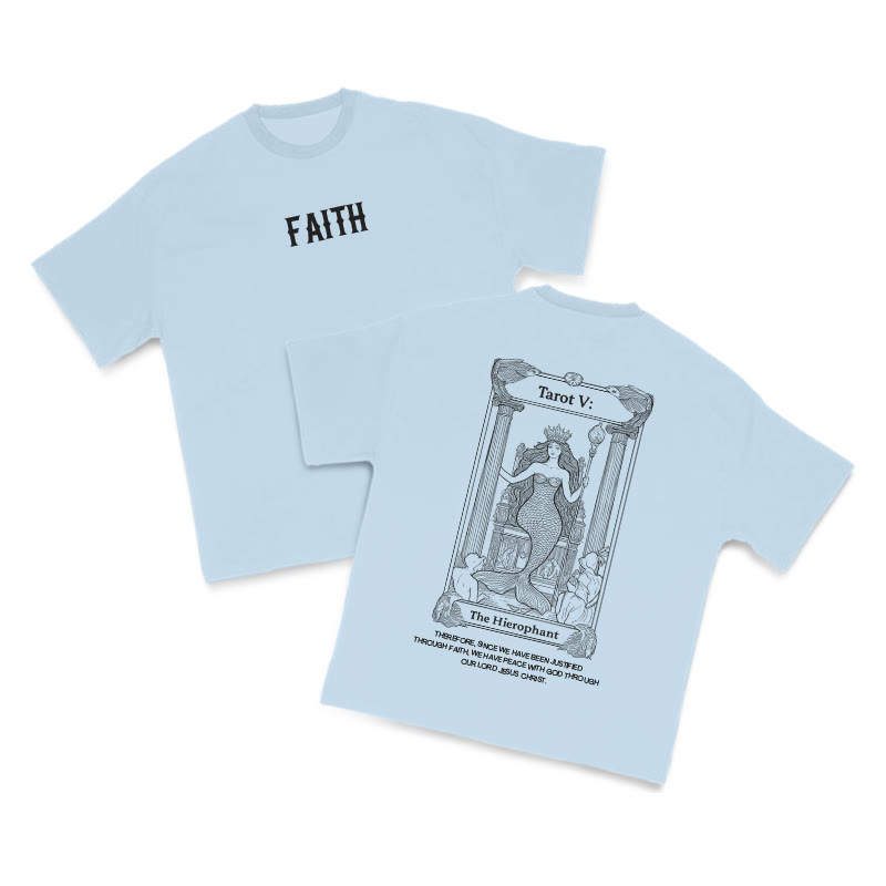 Faith Tarot The Hierophant Print T-shirt - Light Blue - US16-18(2XL) - image 7