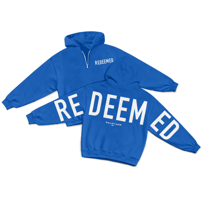 Redeemed Galatians 2:20 Print Half Zip Hoodie - Blue - US32-34(5XL) - image 13