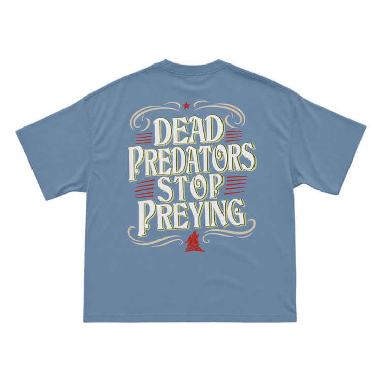 Vintage Dead Predators Stop Preying Back Graphic T-Shirt - Dusty Blue - US16-18(2XL) - image 3