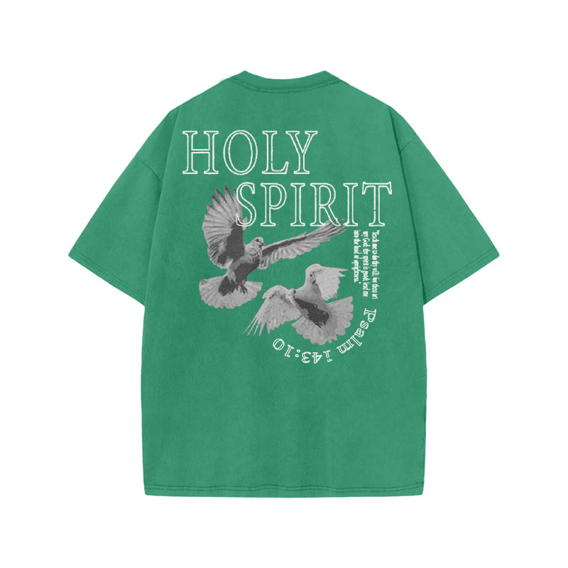 Unisex Holy Spirit Print Acid Washed T-shirt - Green - US20-22(3XL) - image 8