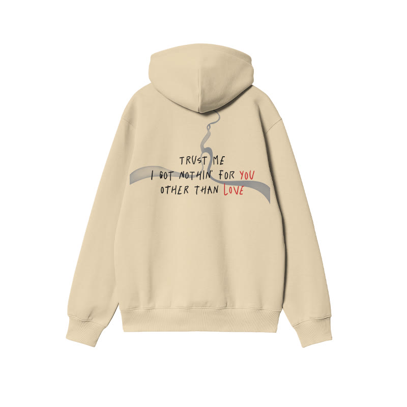 Unisex 100% Cotton Trust Me I Got Nothin For You Other Than Love Print Hoodie - Apricot - US16-18(2XL) - image 4