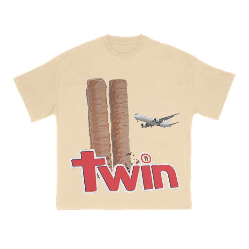The Plane Crashing Into The Chocolate Bars Print T-shirt - Apricot - US16-18(2XL) - image 5