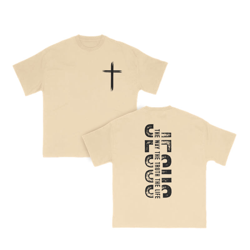 Unisex 100% Cotton The Way The Truth The Life Print T-shirt - Apricot - US16-18(2XL) - image 6