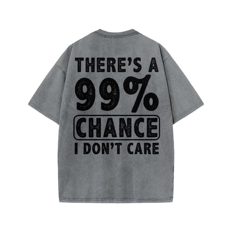 Gym 100% Cotton 99% Chance I Don't Care Print Acid Washed T-shirt - Grey - US20-22(3XL) - image 4