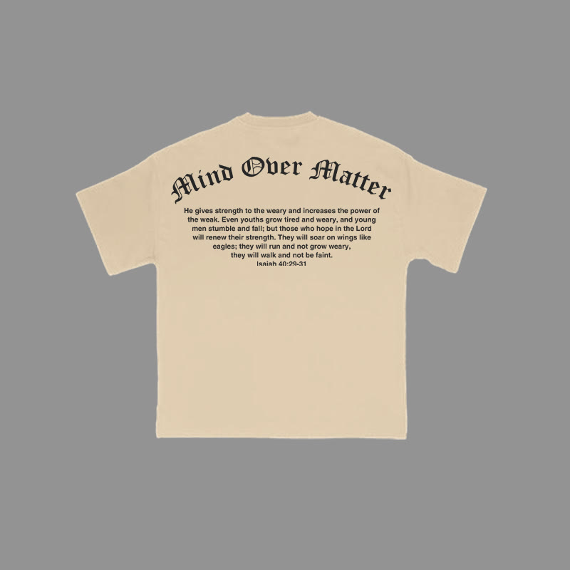 100% Cotton Mind Over Matter Isaiah 40:29-31 Print T-shirt - Apricot - 2XL - image 4