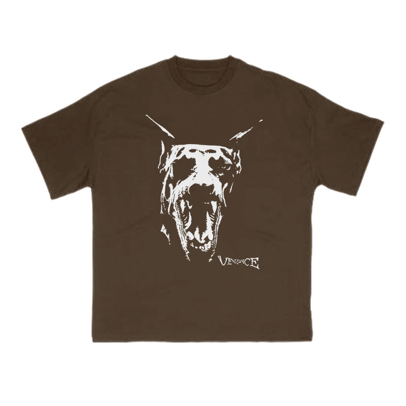 Roaring Doberman Print T-shirt - Coffee - US16-18(2XL) - image 6