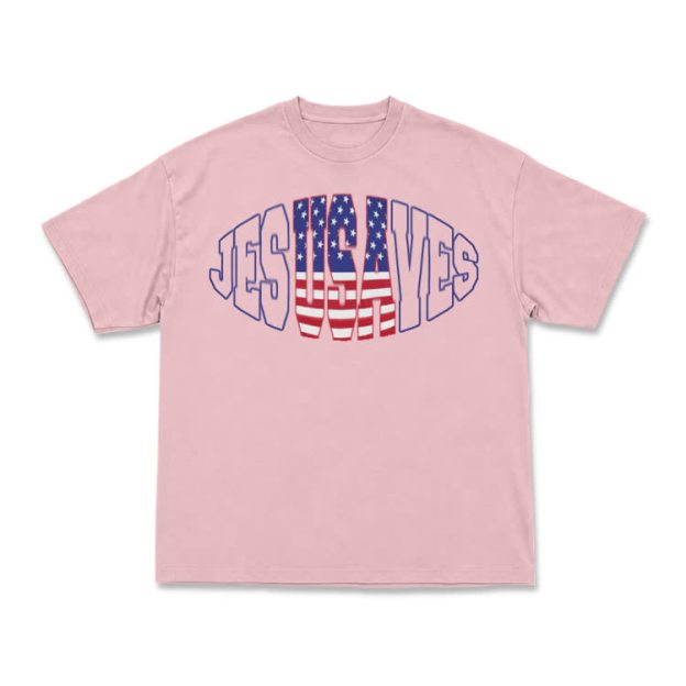 Patriotic Star Stripe Print T-Shirt - Pink - US16-18(2XL) - image 3