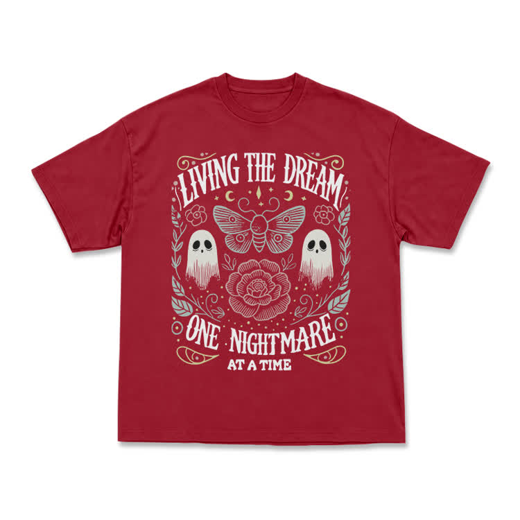 Living the Dream Gothic Ghost Print T-Shirt - Red - US16-18(2XL) - image 13