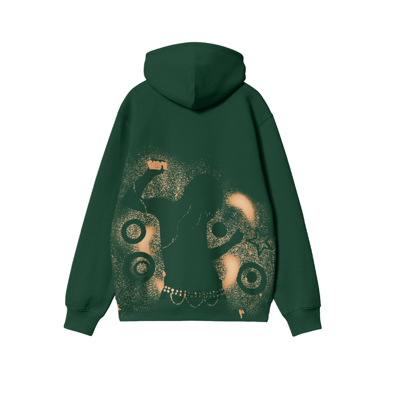 Streetwear Spray Art Portrait Art Graphic Print Hoodie - Dark Green - US16-18(2XL) - image 4