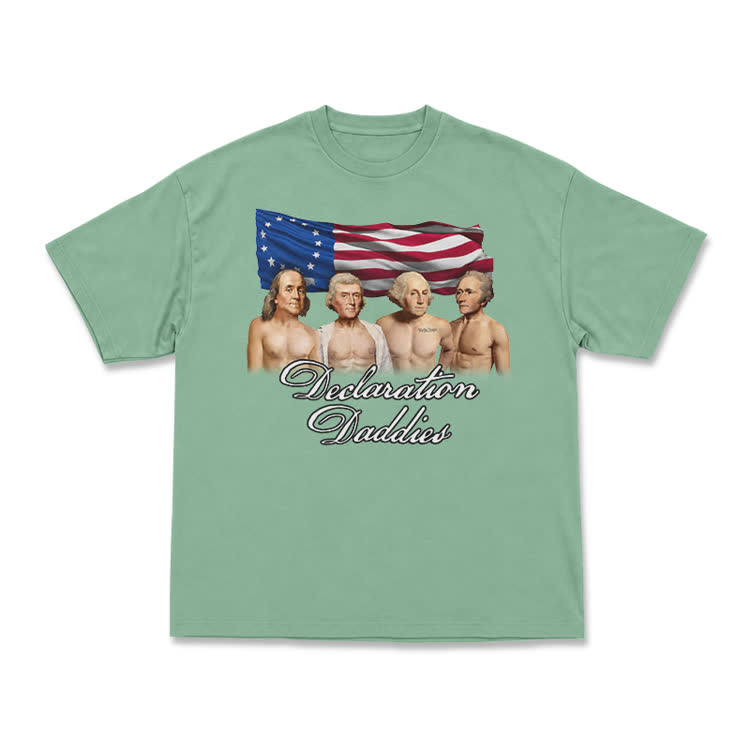 Vintage Americana Declaration Daddies Short Sleeve Graphic T-Shirt - Light Green - US16-18(2XL) - image 4