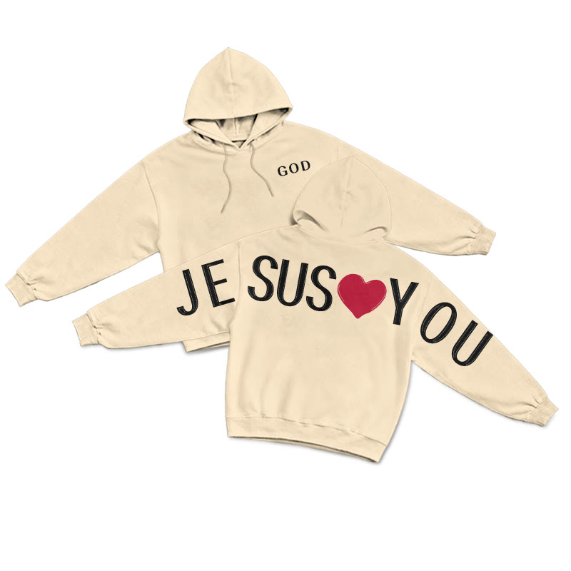 Jesus Loves You Street Style Print Hoodie - Apricot - US16-18(2XL) - image 4