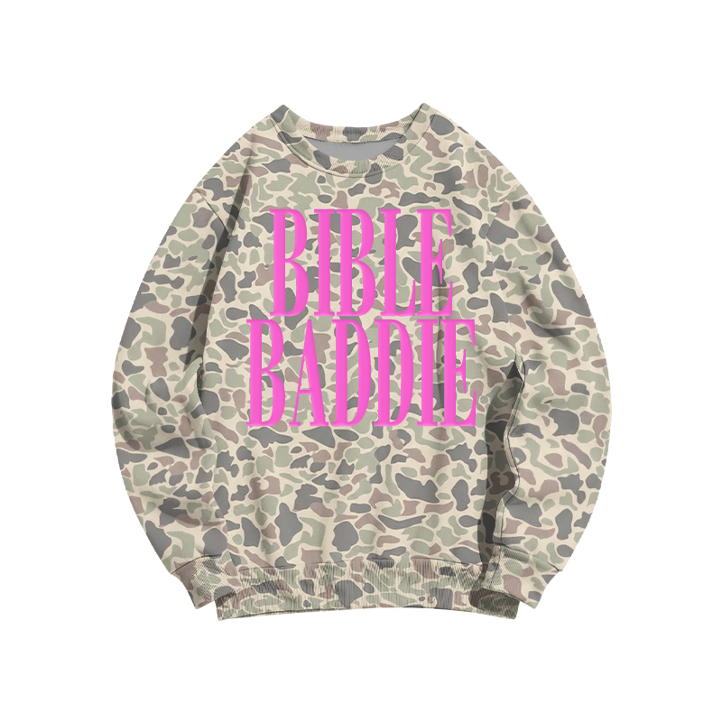 Bible Baddie Camo Graphic Sweatshirt - Apricot - 3XL - image 4