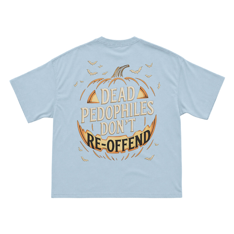 Halloween Pumpkin Statement Print T-Shirt - Light Blue - US16-18(2XL) - image 8