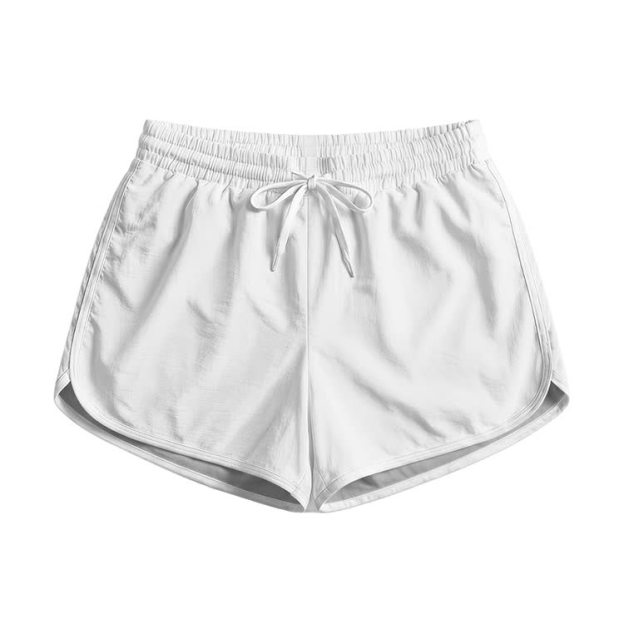 Solid Color Casual Print Pocket Shorts - White - 5XL - image 3