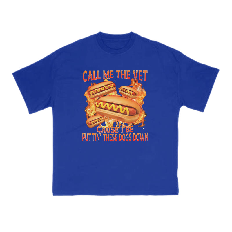 Call Me The Vet Cause I Be Puttin' These Dogs Down Print T-shirt - Blue - US16-18(2XL) - image 9