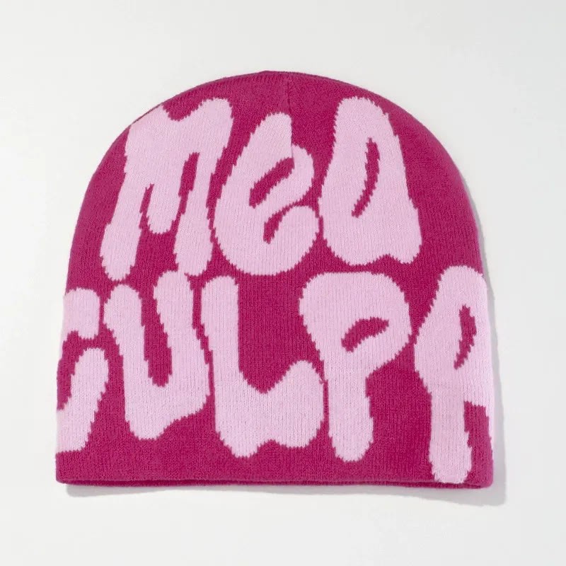 Mea Culpa Pattern Knit Hat - Rose - one size - image 16