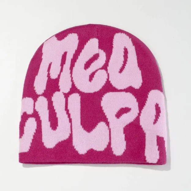 Mea Culpa Pattern Knit Hat - Rose - one size - image 16