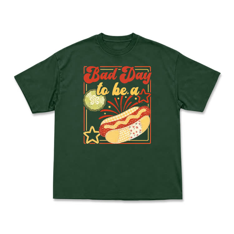 Bad Day to Be a Hot Dog Graphic Casual T-Shirt - Green - US16-18(2XL) - image 12