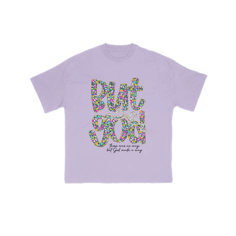 But God Floral Pattern Print T-shirt - Purple - US16-18(2XL) - image 10