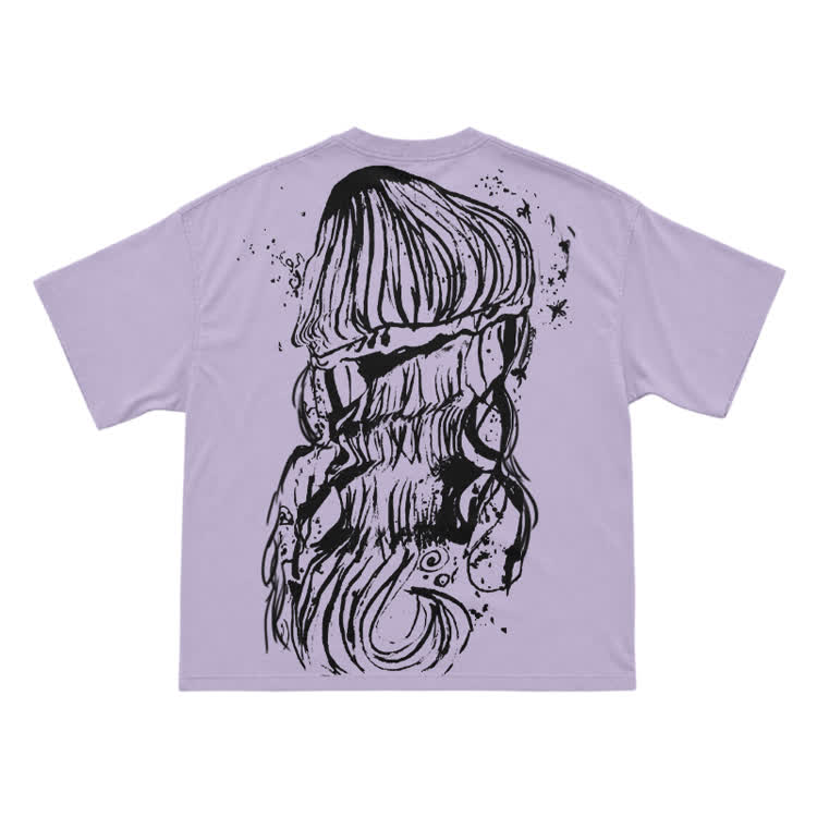 Bleach Line Art Jellyfish Back Graphic T-shirt - Purple - US16-18(2XL) - image 6