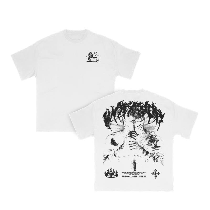 Holy Warrior Psalms 118:11 Print T-shirt - White - US16-18(2XL) - image 3