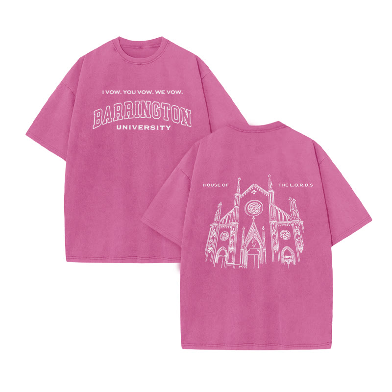 Unisex 100% Cotton House Of The Lord Print Acid Washed T-shirt - Pink - US20-22(3XL) - image 7