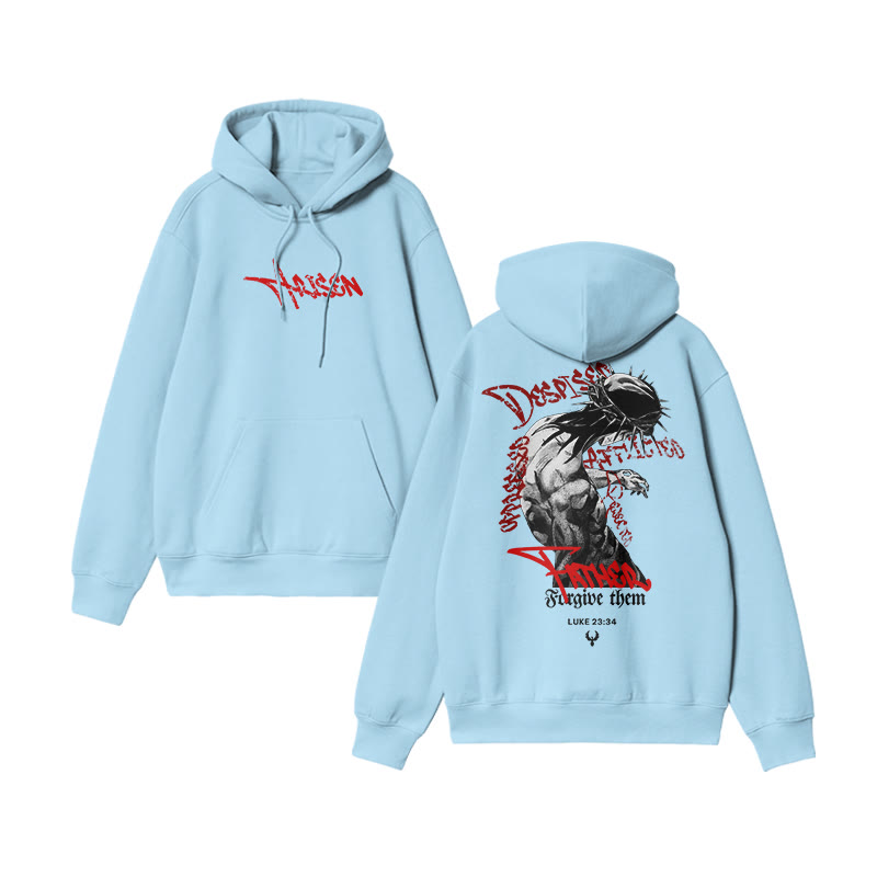 Unisex Despised Afflicted Father Forgive Them Print Hoodie - Blue - US16-18(2XL) - image 7